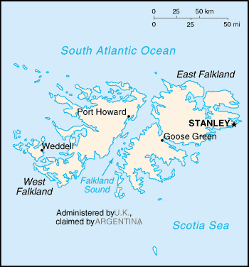 Map: FALKLAND ISLANDS (MALVINAS)
