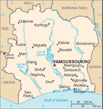 Map: COTE D'IVOIRE